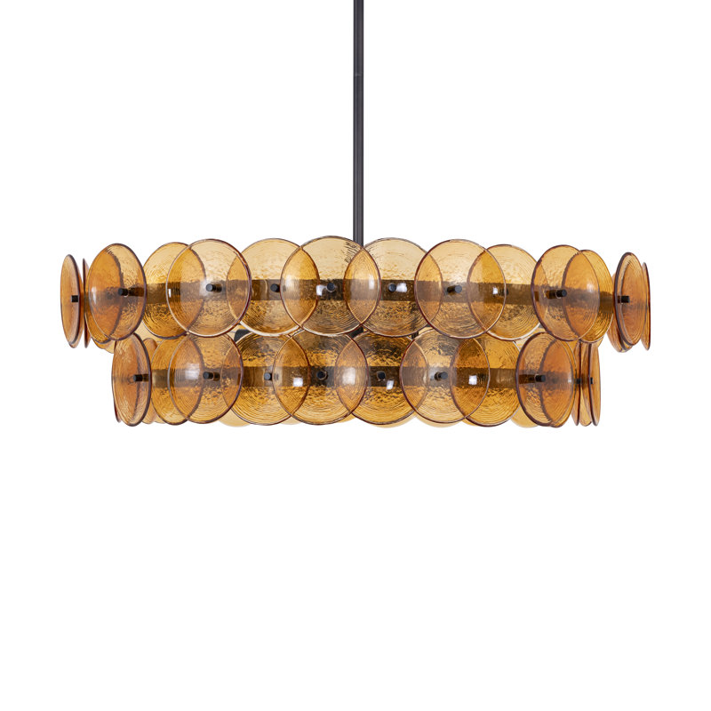 Loren-Multi-Tier Chandelier, Gunmetal/Amber