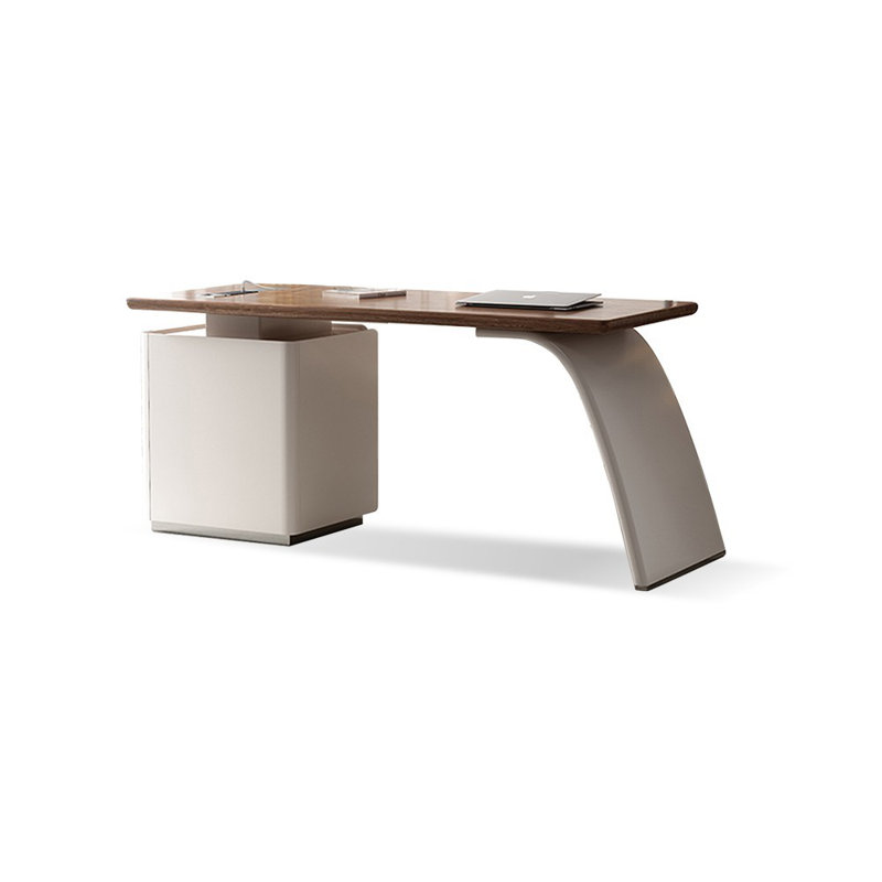 Nut-brown+Beige Rectangular Solid + Manufactured Wood with 3 drawers desk, 29.53" H x 62.99" W x 27.56" D, Right Hand Return