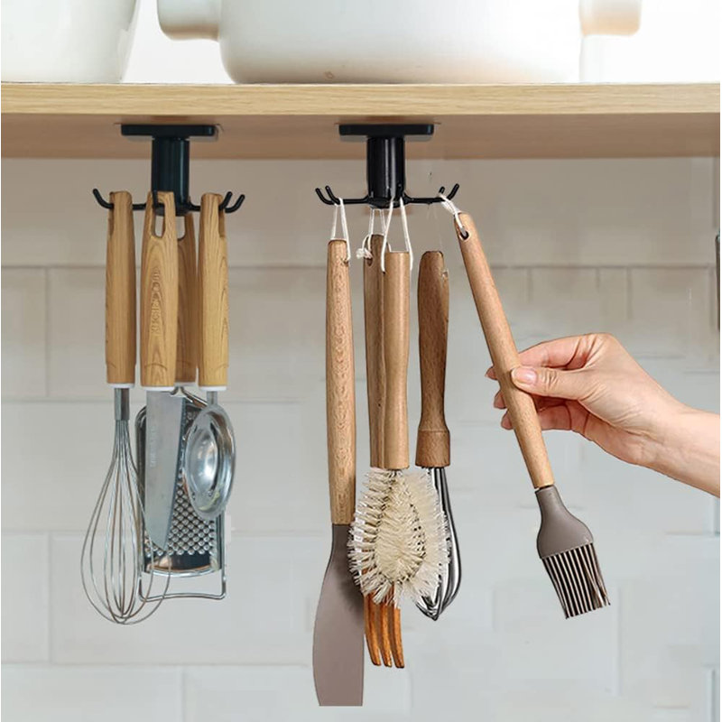 2 Pcs 360° Rotating Adhesive Utensil Hooks