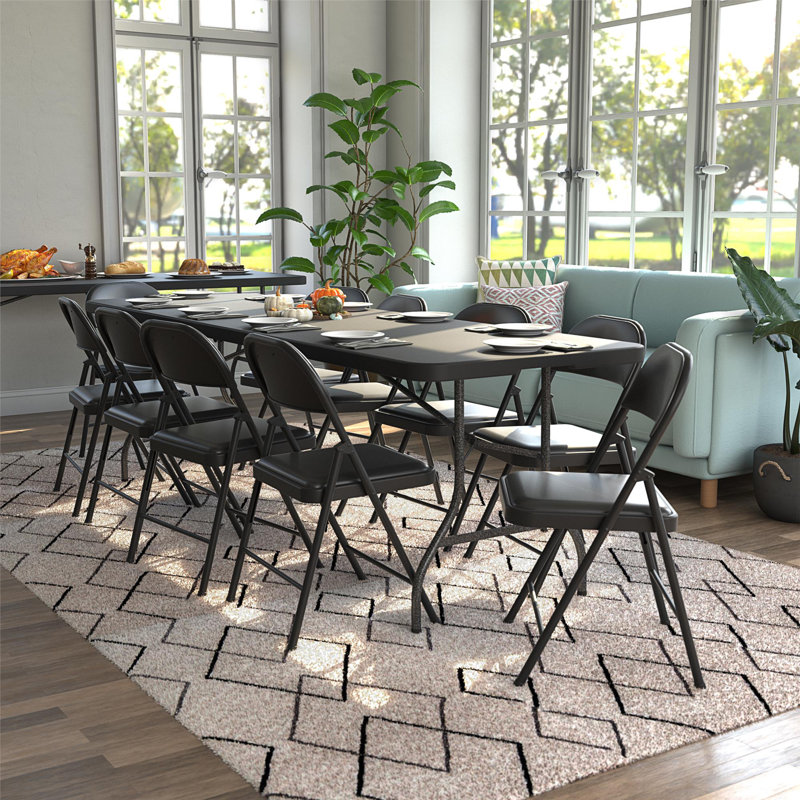 COSCO 8 ft. Fold-in-Half Banquet Table with Handle, Black