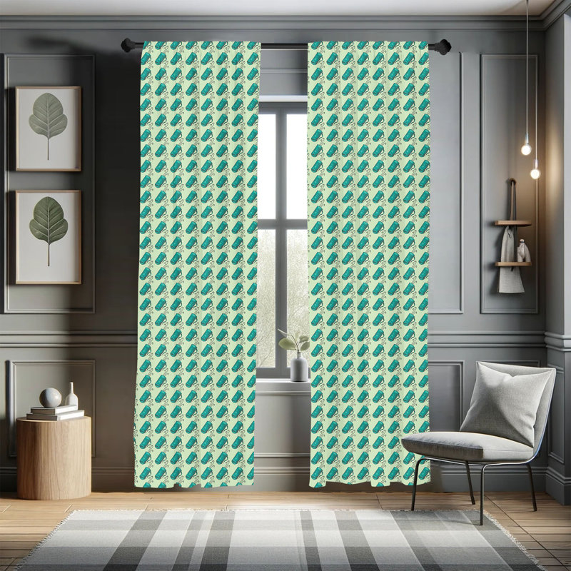 Golf Semi-Sheer Rod Pocket Curtain Panels, 28" x 63"