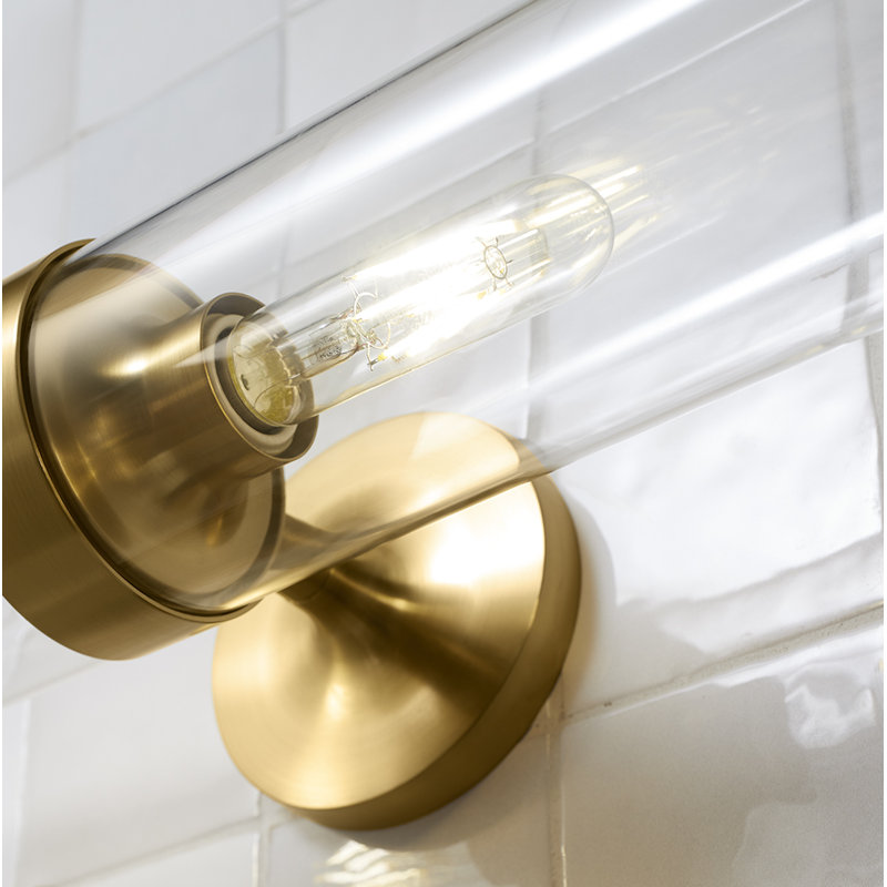 Purist™ 2 Light Indoor Bathroom Vanity Light Fixture, UL Listed, 21.875" H x 4.75" W x 6.875" D, Brushed Moderne Brass