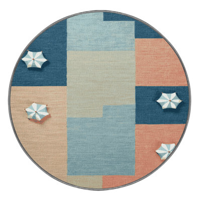 Washable Beach Block Deluxe Coastal Area Rug