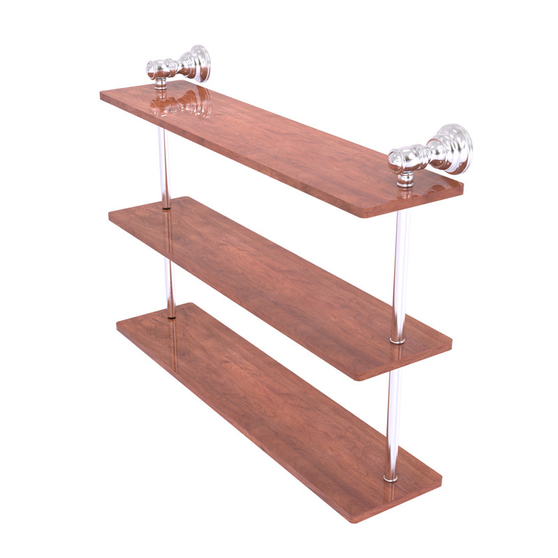 Étagère murale en bois triple Freyja, Chrome satiné, H 16 po x l 22 po x P 5,54 po
