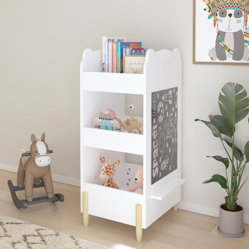 Bibliothèque avec côté tableau noir, bibliothèque en forme d'ours avec rangement à 3 niveaux