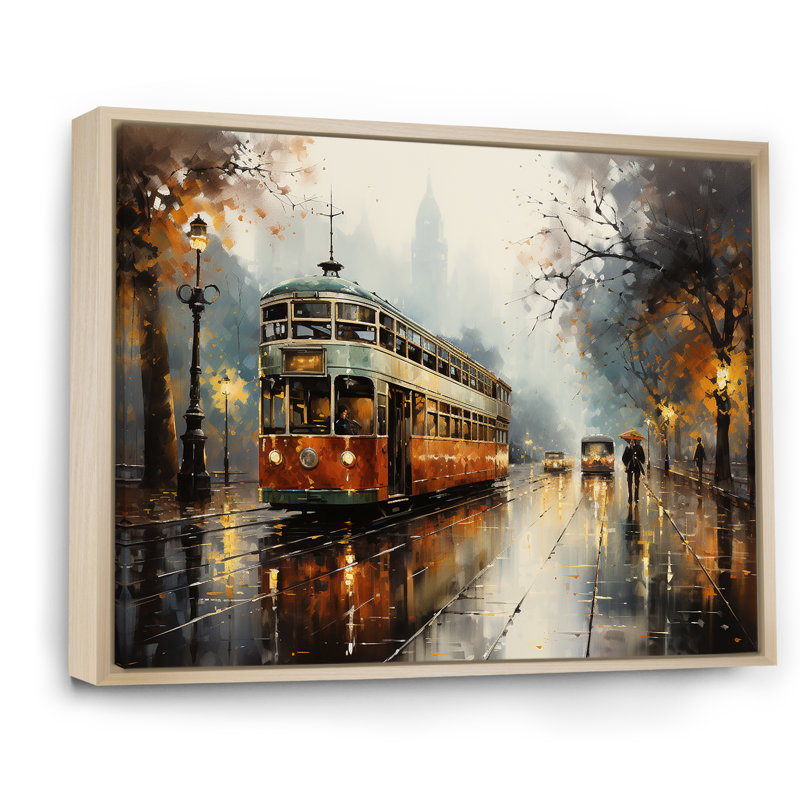 «Metro Pearl Pursuit» sur toile, Cadre naturel flottant, 34" H x 44" W