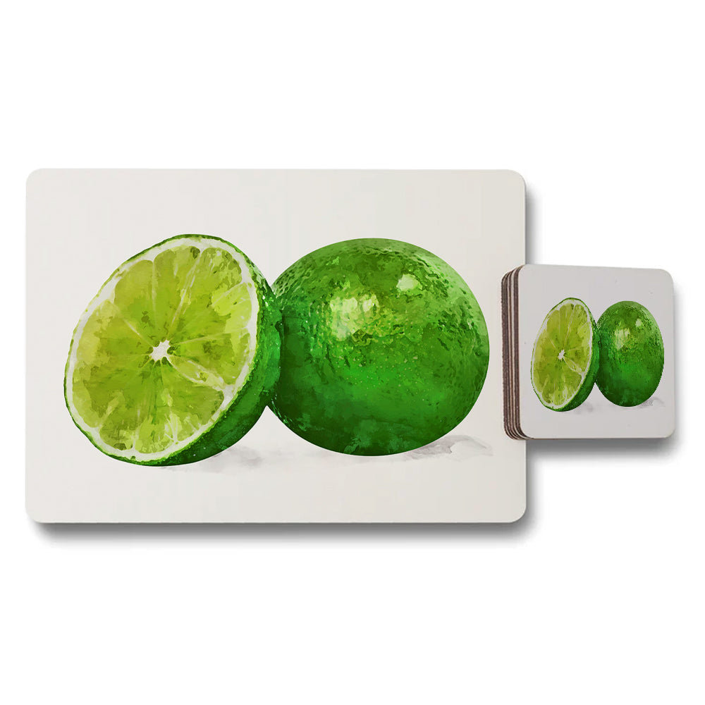 Lime Slice Placemats and Coaster Set for Kitchen Table