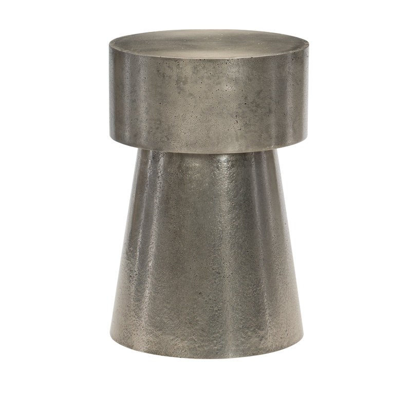 Transitional Round Wood & Metal Chairside Table in Gold