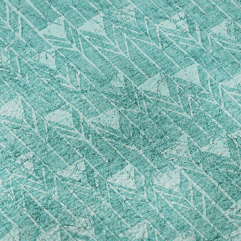 Premium Machine Washable Cerrito AMF514 Teal Rug, Rectangle 1'8" x 2'6"