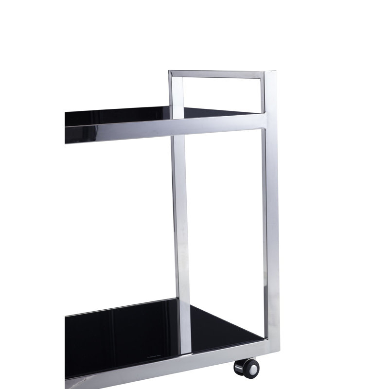 Luxe Glass and Stainless Steel Bar Cart