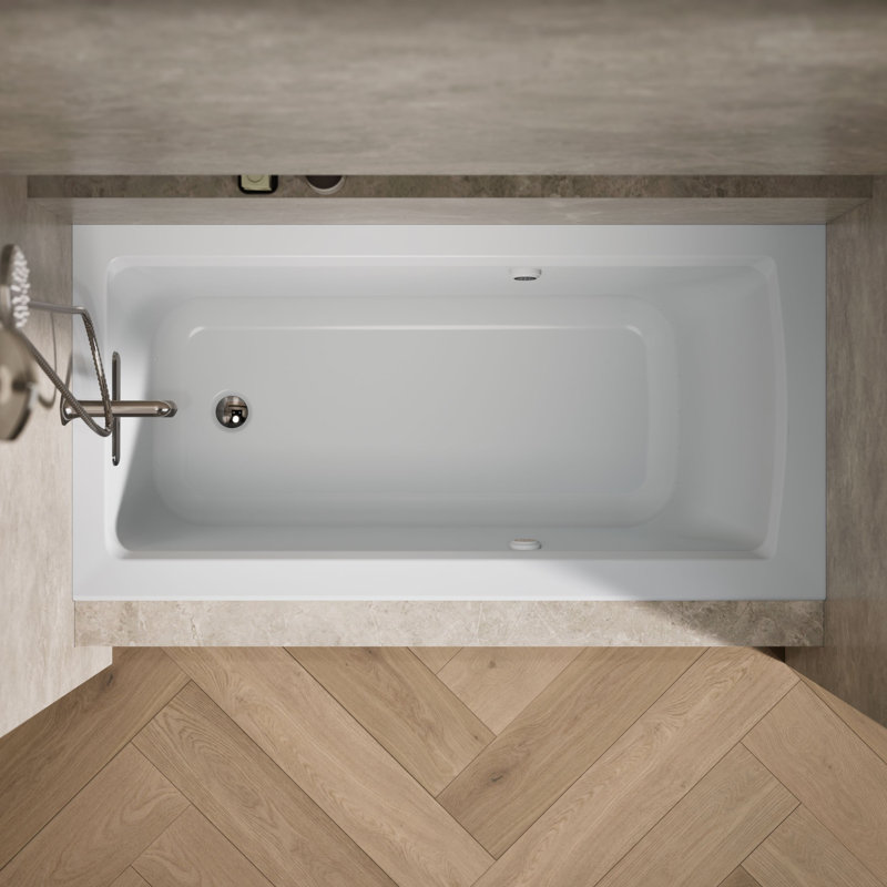 Archer 60" x 30" Alcove Air Acrylic Bathtub with Heater Included, Ice Grey, Left