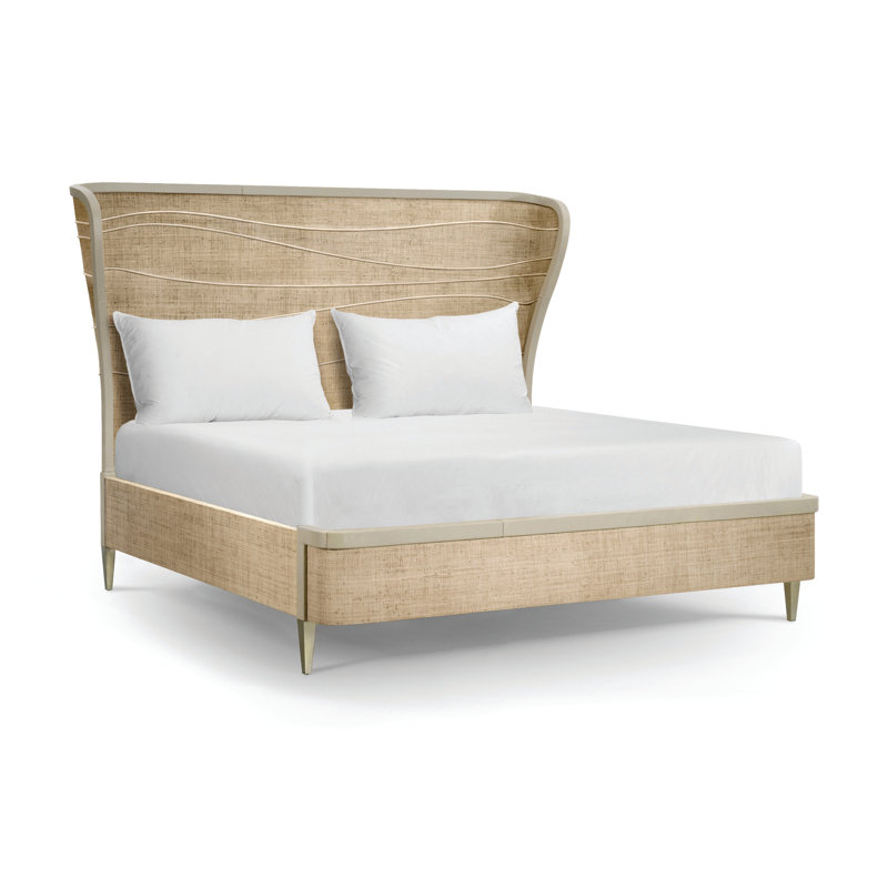 Water Upholstered Wingback Bed