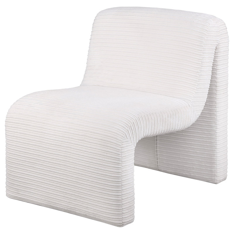 Fauteuil d'appoint courbé sans accoudoirs Winne, Ivoire ivoire