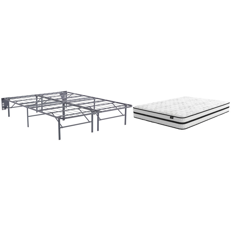 Signature Design by Ashley 10" Medium Gel Memory Foam Mattress and Bed Frame, Queen