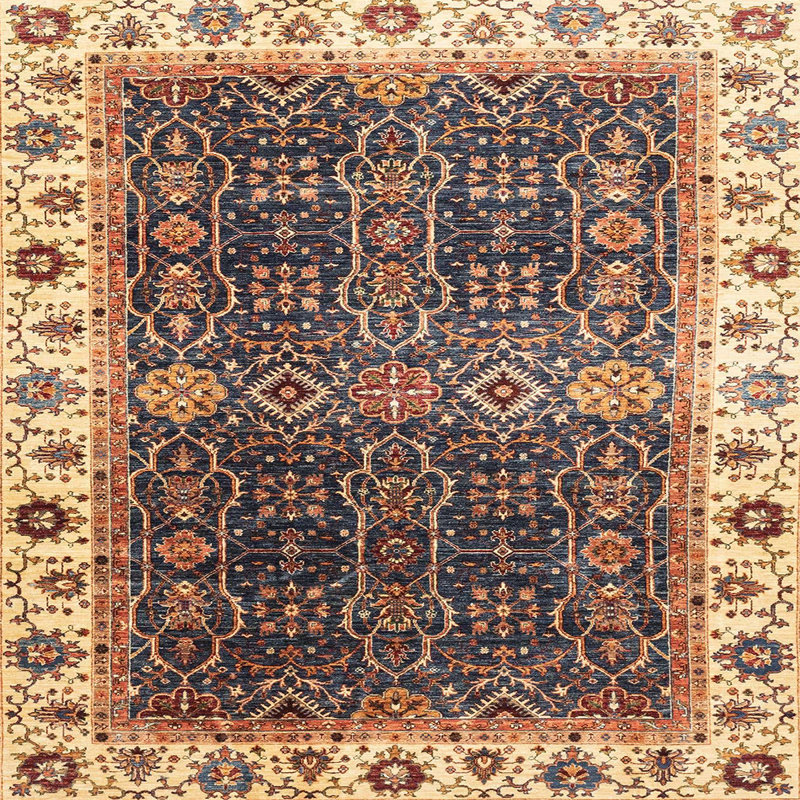 Tapis abstrait à motif abstrait moderne, Carré 4 pi