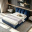 Grands lits moelleux, structure en panneau de fibres à densité moyenne en velours brillant, style moderne pour la chambre à coucher