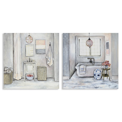 «Bathroom Bathroom Soft Soft Cottage» par R. Rig - ensemble de 2 impressions