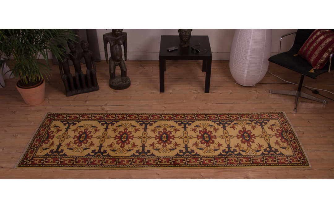 Ziegler Hand Hooked Wool Yellow Indoor/Outdoor Rug