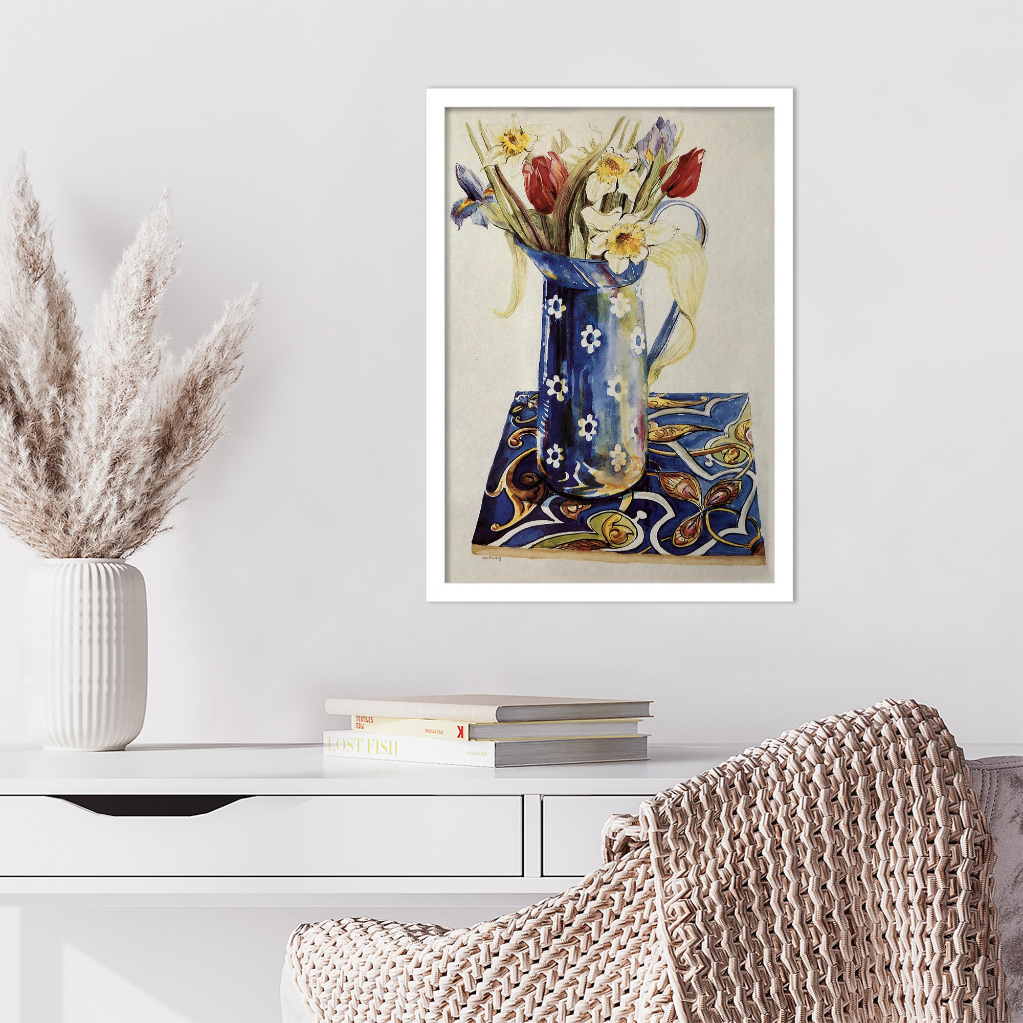 Tulips by Thewsey Joan, 21" H x 15" W x 1" D, White