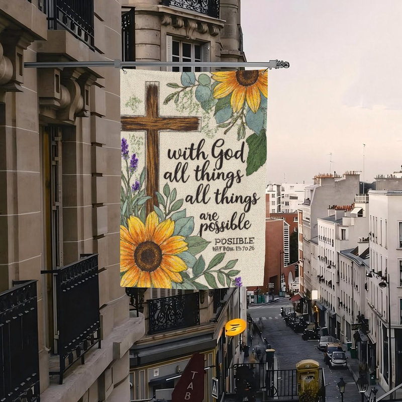 Drapeau croix de tournesol Christian, 35 x 24, pour décoration saisonnière