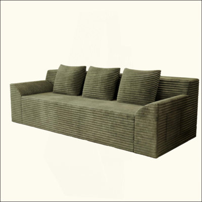 3 Seater Sofa,Corduroy Fabric,Deep Seat Couches,Comfy Loveseat Sofa,No Assembly,1Pcs For Living Room, Bedroom,Conference Room ,Apartment