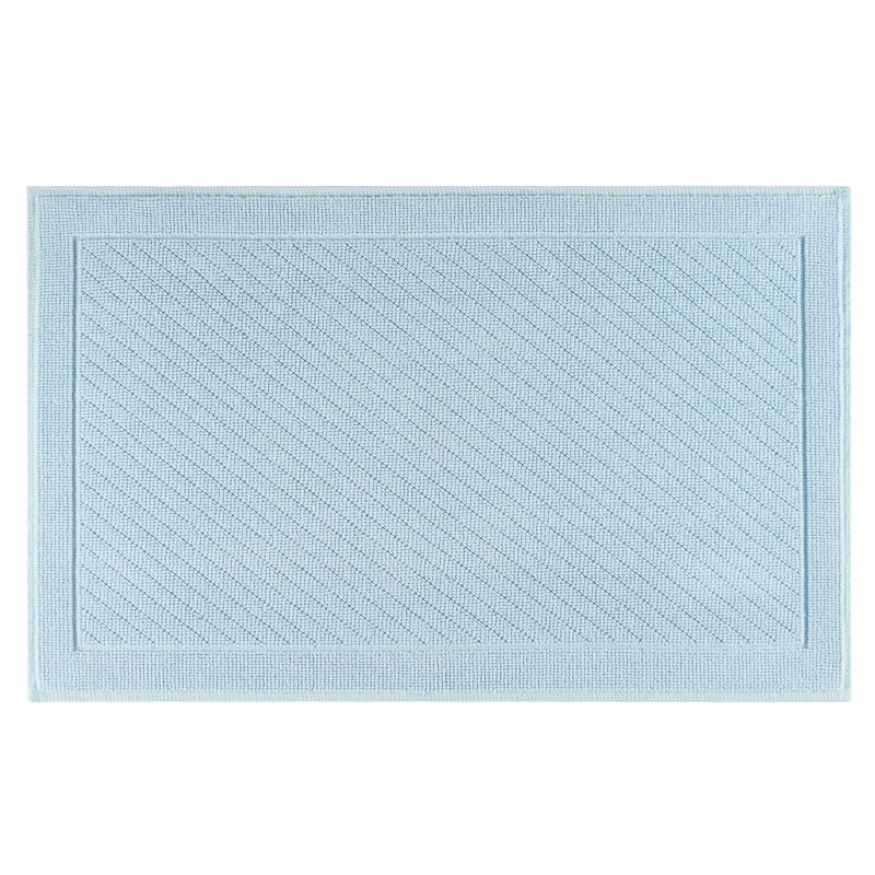 Host and Home Modern Double Weave Textured Cotton Bath Rug with Non Slip Backing, Single - 24" L x 36" W, Blue