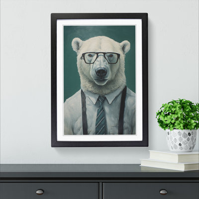 Polar Bear with Glasses No.3 1 Piece Single Picture Frame Wall Art