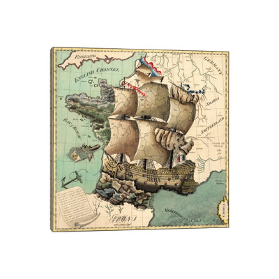 Antique Map Of France - Wrapped Canvas Print