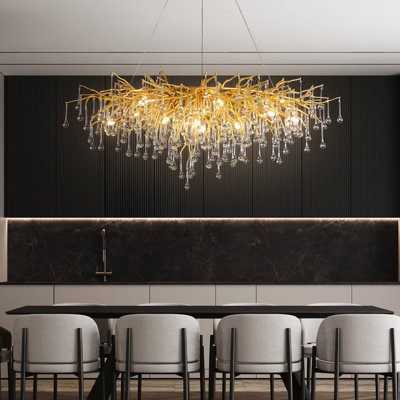 Kalthum 13-Light Modern Tree Branch Crystal Chandelier for Dining Room