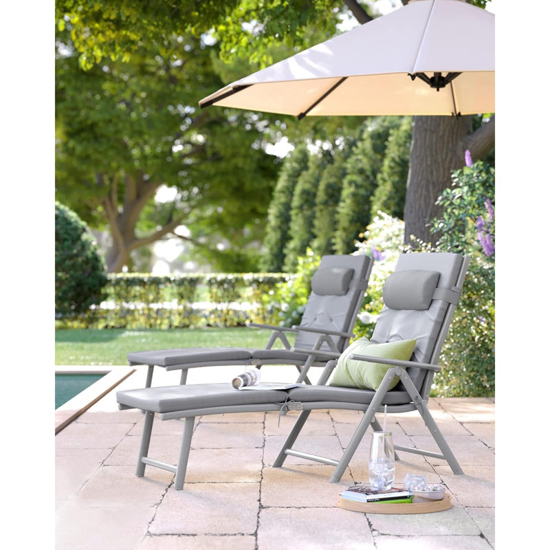 Chaise longue rembourrée Esabella, Gris