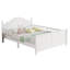 Lit double pour enfants, lit plateforme double en bois avec tête et pied de lit, blanc-914496149-914496148
