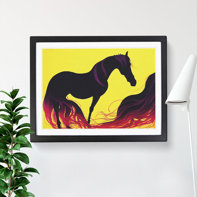 Masterful Horse Abstract - Single Picture Frame Painting, Black, 46cm H x 64cm W x 2cm D