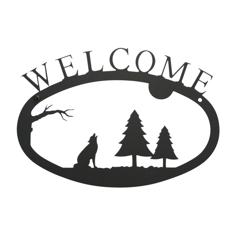 Timber Wolf - Welcom Sign Large, 12.5" H x 17.5" W x 0.05" D