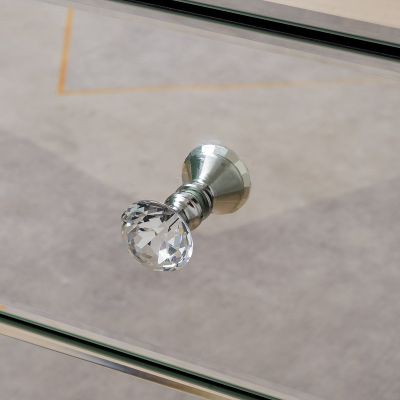 Yolanta 33" Mirrored Glass Nightstand with 3 Storage Drawers