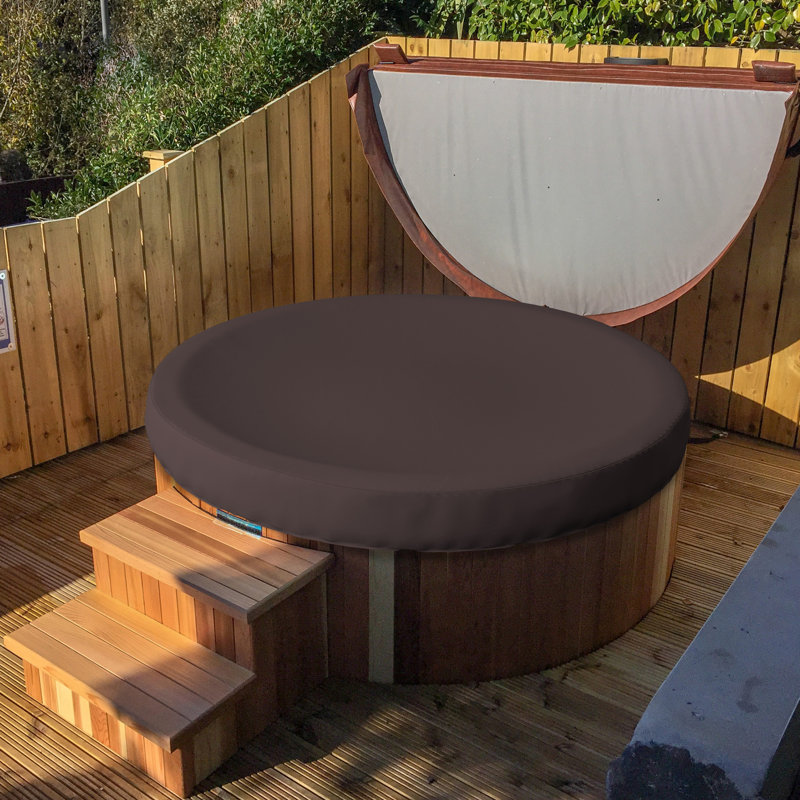 HeavyDuty Multipurpose Outdoor Round Hot Tub Cover,UV Resistant & Waterproof Spa Cover Protector, Coffee