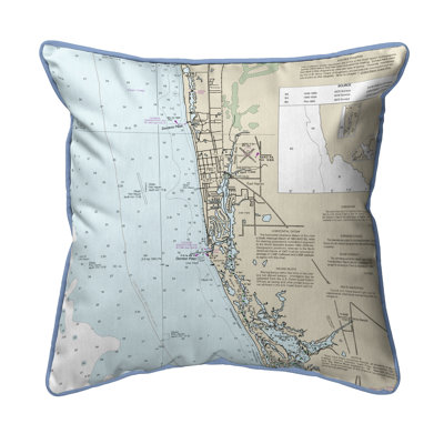 Housse de coussin décoratif extérieur avec cordon Nautical Map Bay FL