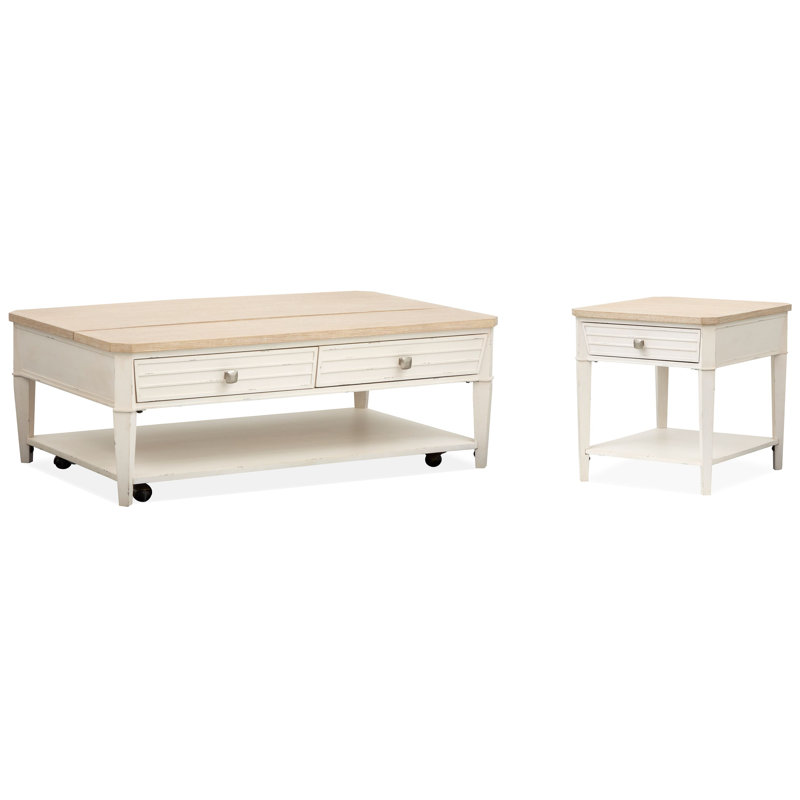 Table de cocktail à plateau relevable avec table de bout, 2 pièces: table basse, table de bout