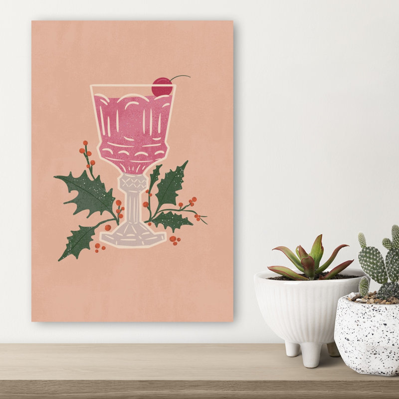 Art mural hivernal rose cerise rose cocktail
