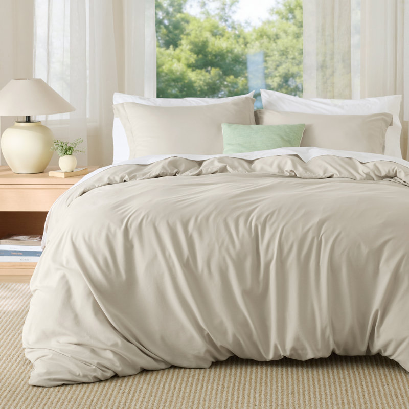 Bedsure Beige Duvet Cover King Size - Soft Double Brushed Bedding Set for Kids & Adults（Set of 3）, Beige