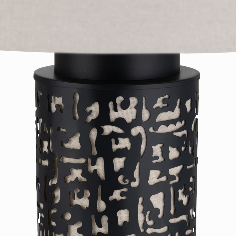 30.5" Metal Table Lamp With Oat Shade