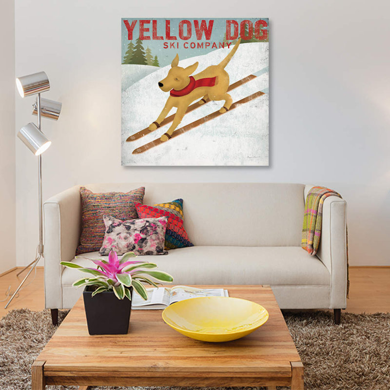 «Yellow Dog Ski Co.» Impression sur toile, H 18 po x l 18 po x P 1,5 po, Toile tendue, Pas de tapis