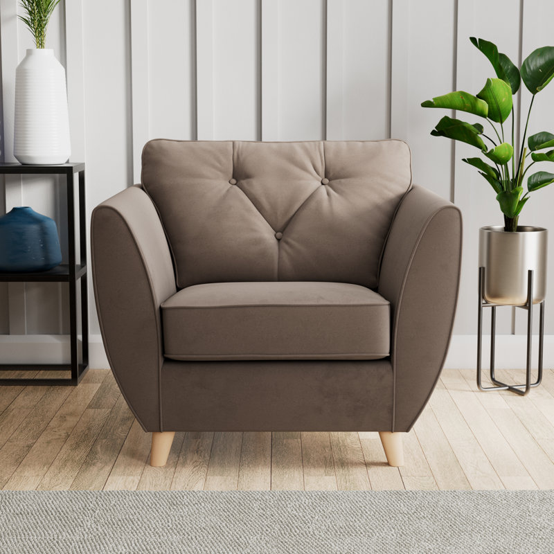 Collazo Upholstered Armchair, Mole, Beige Wood