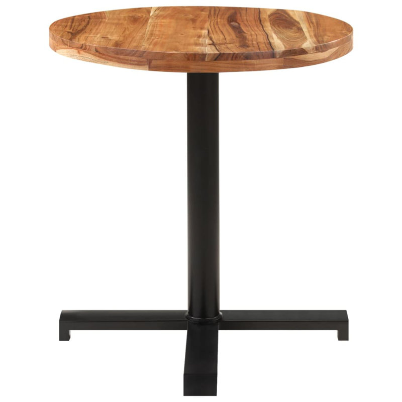 Bistro Table Round Solid Acacia Wood, 27.56" D x 27.56" L, Walnut