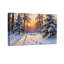 «Christmas Winter Forest Sunset Snowy Path Trees Lights», ensemble de 3 impressions d'art sur toile-1466509559