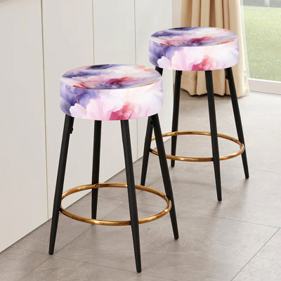 White Ethereal Dream Marble Pattern - Marble Bar Stools Set Of 2