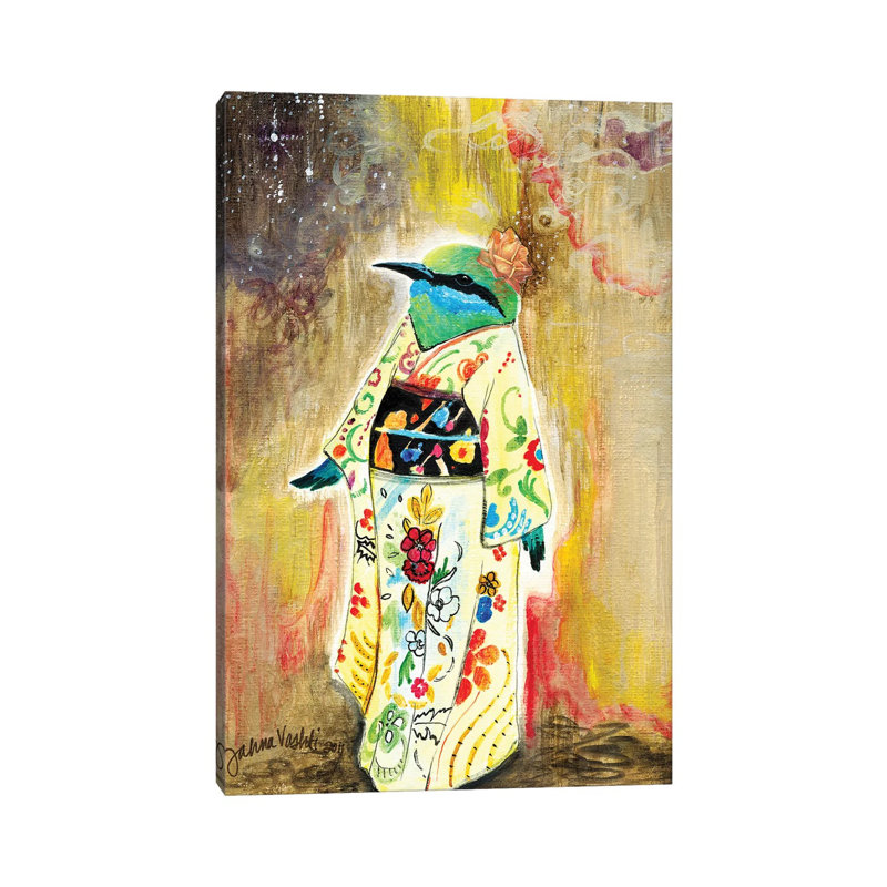Kimono Bird by Jahna Vashti - Wrapped Canvas Painting, 101.6cm H x 66.04cm W x 1.91cm D
