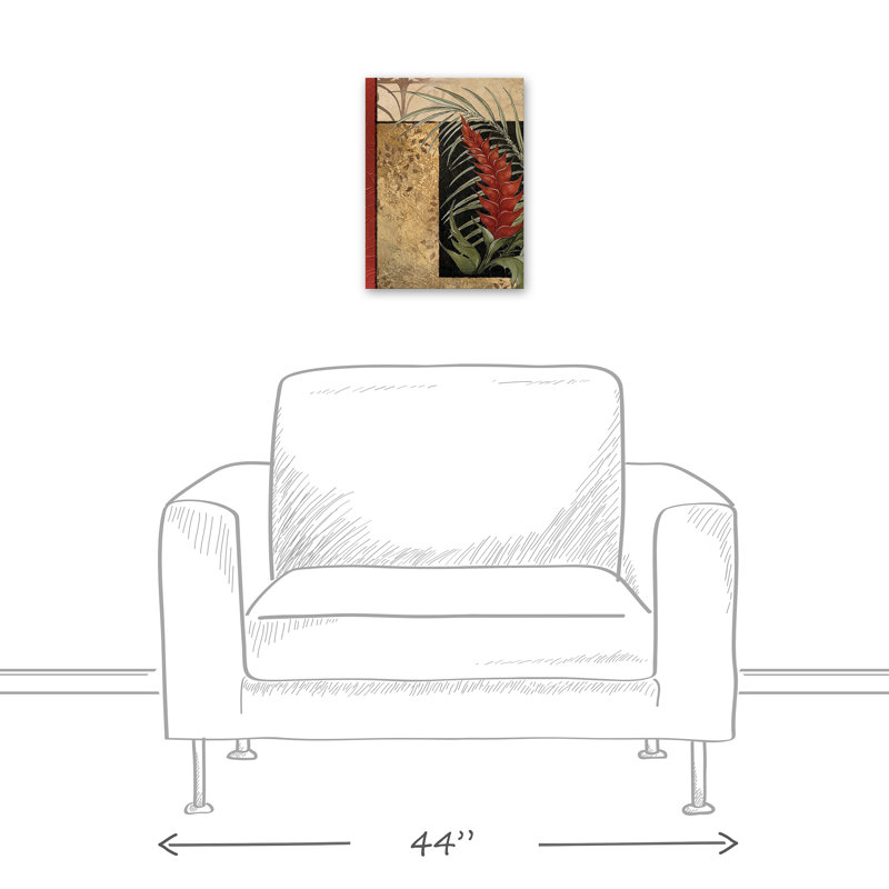 Palmier rouge sur toile, H 16 po x l 12 po x P 1,25 po, Sans cadre