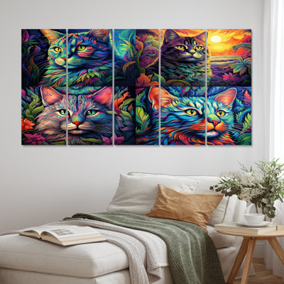 Magical Cat Grace IV - Animals Cat Canvas Print - 5 Equal Panels