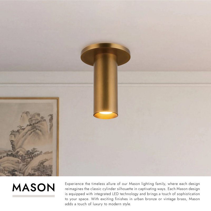 Mason 1 - Light LED Flush Mount, Vintage Brass