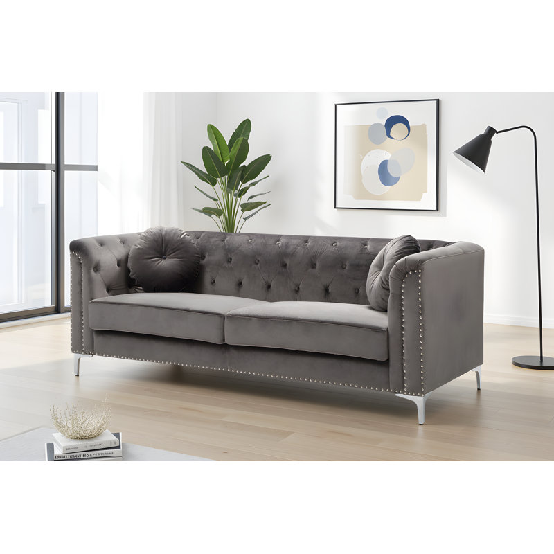 Colmar Velvet Sofa, Dark Gray